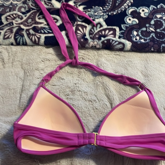 Victoria Secrets Purple Bikini Top Sz L Tie Neck Beach Vacation Adjustable - Picture 2 of 5